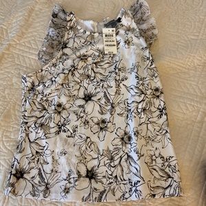 NWT inc floral ruffled sleeve tank